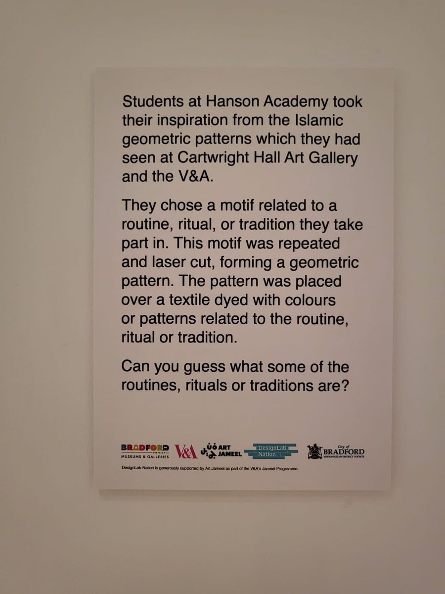 HansonTechArt's tweet photo. We are super proud to see our Y8 students textiles design work on display in Cartwright Hall Print Gallery alongside famous artists. https://t.co/WwRn9Dfjob