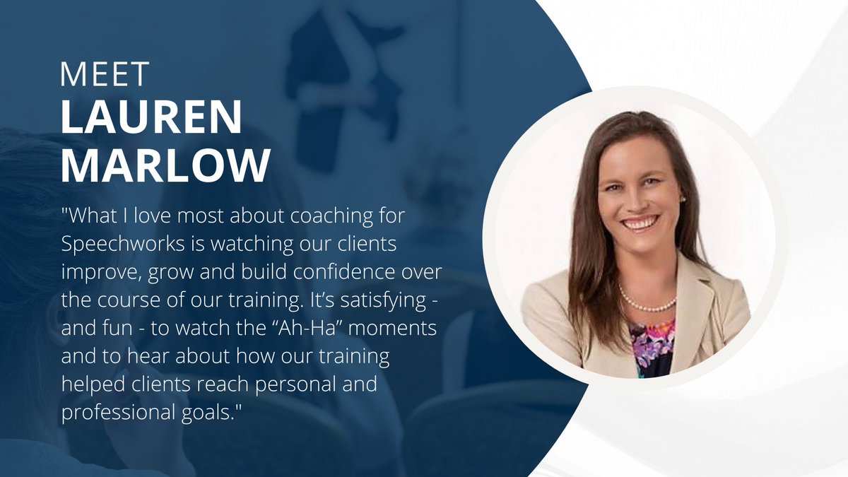Lauren Marlow is not only the CEO of Speechworks, she is also a dedicated coach and advisor for Speechworks’ clients. She helps them craft concise and persuasive messages, develop an engaging presentation style and cultivate an executive presence. bit.ly/43LIDrD
