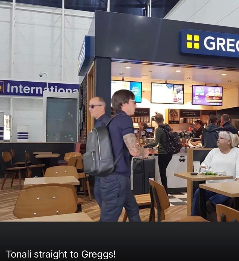 Tonali straight to Greggs in the airport