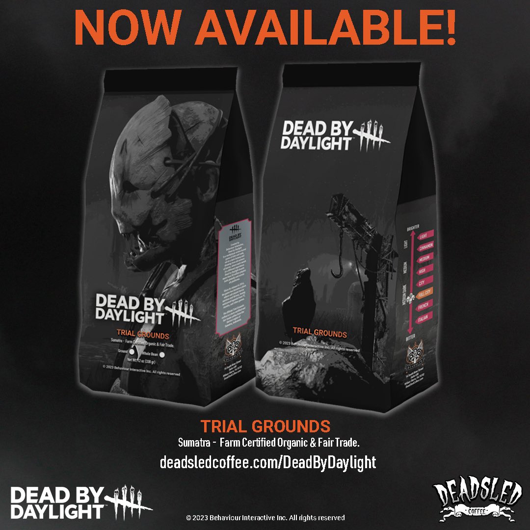DeadSledCoffee's tweet photo. ￼￼☕️🔪Time to fuel up for your next deadly pursuit! The Officially Licensed @DeadbyDaylight Trial Grounds coffee &amp; ENTI-TEA are here! ￼￼ Sip on the intense flavors while plotting your survival or hunting strategies. ￼￼￼ #DeadbyDaylight 

Shop: https://t.co/WUBA1bGLG4 https://t.co/Jo6HDoU9NQ
