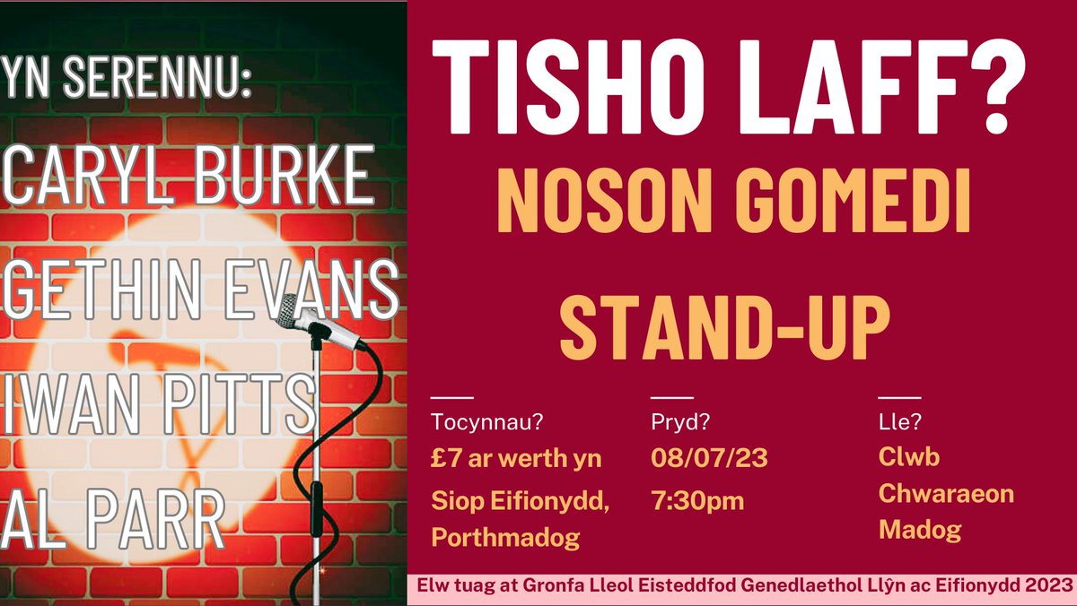Ciron Gruffydd (@cirongruffydd) on Twitter photo Hwn mlaen nos Sadwrn yn Port. Elw'n mynd at gronfa <a href="/eisteddfod/">eisteddfod</a> Llyn ac Eifionydd.
<a href="/CaruPorthmadog/">CaruPorthmadog</a> <a href="/gethinev/">Gethin R. Evans</a> Hwn mlaen nos Sadwrn yn Port. Elw'n mynd at gronfa <a href="/eisteddfod/">eisteddfod</a> Llyn ac Eifionydd.
<a href="/CaruPorthmadog/">CaruPorthmadog</a> <a href="/gethinev/">Gethin R. Evans</a>