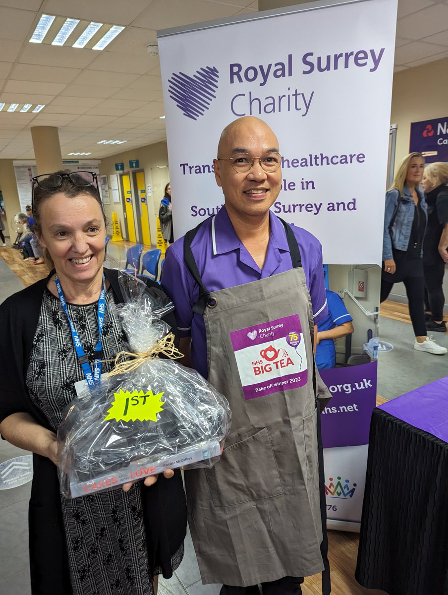 What’s a birthday without cake? 🎂 Organised by @RSCharity staff, patients, visitors and volunteers enjoyed an array of fabulous cakes made by our incredible staff for a Bake Off style competition 💙 #RoyalSurrey #NHS75 #RoyalSurreyCharity