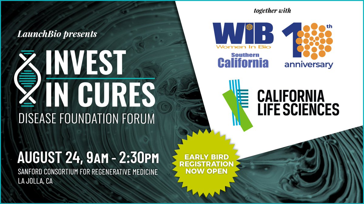 LaunchBio (@launchbio) on Twitter photo Grab your early bird ticket today for Invest in Cures, a rare disease forum in #sandiego on 8/24! Co-hosted with <a href="/CALifeScience/">@CALifeSciences</a> and <a href="/WomenInBIOSoCal/">Women In Bio-San Diego</a>
ow.ly/ZOPw50P2Ohe
#raredisease #diseasefoundations #patientoutcomes #patientadvocacygroups #impinv #sandiego #launchbio Grab your early bird ticket today for Invest in Cures, a rare disease forum in #sandiego on 8/24! Co-hosted with <a href="/CALifeScience/">@CALifeSciences</a> and <a href="/WomenInBIOSoCal/">Women In Bio-San Diego</a>
ow.ly/ZOPw50P2Ohe
#raredisease #diseasefoundations #patientoutcomes #patientadvocacygroups #impinv #sandiego #launchbio