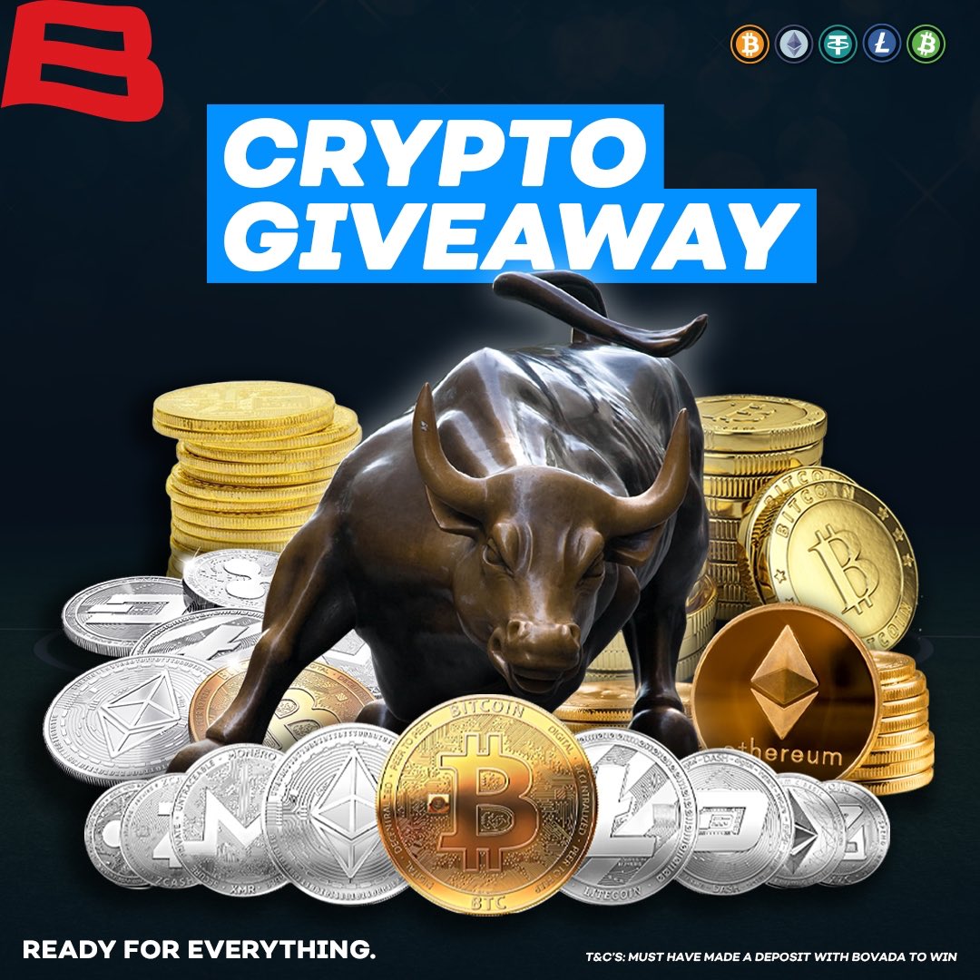 #GetBullishwithBovada giveaway time!

We’ve got $500 in crypto bonuses to split between 5 lucky winners! 💸 

🔁 this post, follow us
+ Tell us your lucky number!

Winners will be randomly picked tomorrow (Twitter, IG &amp; FB)

Terms: bit.ly/B1vDCt