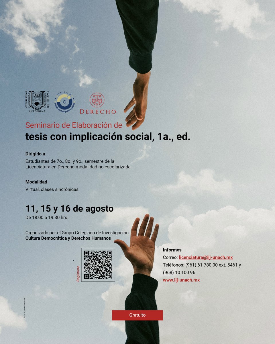 IIJ_UNACH's tweet photo. #LED_UNACH | Si estás por cursar 7o., 8., o 9o., semestre de nuestra Licenciatura en Derecho modalidad no escolarizada, regístrate y participa de manera gratuita en el Seminario de elaboración de tesis con implicación social. No te quedes fuera. | https://t.co/WkLRCkIHrp https://t.co/lVtwUfXJqA