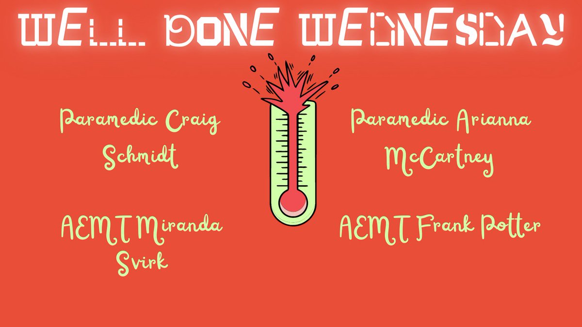EMSDurham's tweet photo. Today is Well Done Wednesday, where we spotlight exceptional work by our paramedics. AEMTs and EMTs. This week’s honorees are Paramedic Craig Schmidt, AEMT Miranda Svirk, Paramedic Arianna McCartney, and AEMT Frank Potter. https://t.co/ugYX8A6Xm6