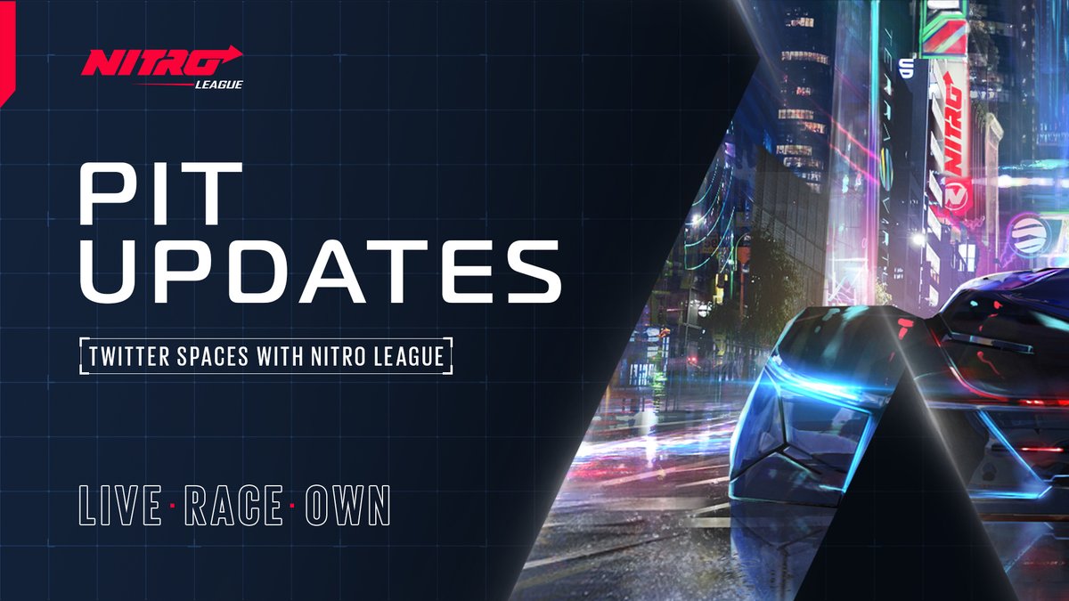 Join our Twitter space this Thursday, 6th of July at 5pm UTC, and let's pit in for a chat with the Nitro League team about the game development updates  

#TwitterSpaces #Web3Gaming #NFT #DigitalCollectibles