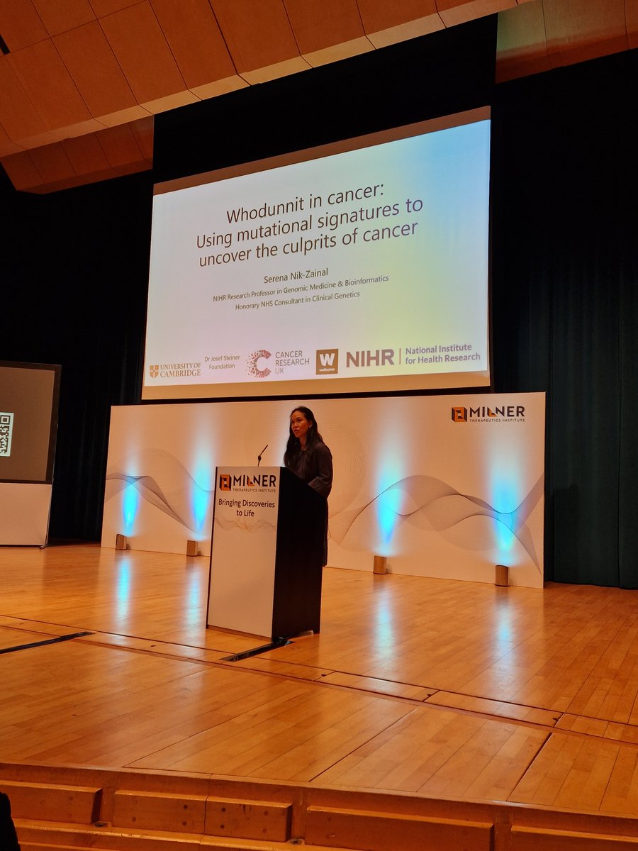 <a href="/SerenaNikZainal/">Serena Nik-Zainal</a> speaking on her work on maximising the value of genomic information and mutational signatures to understand cancer #milnersymp23