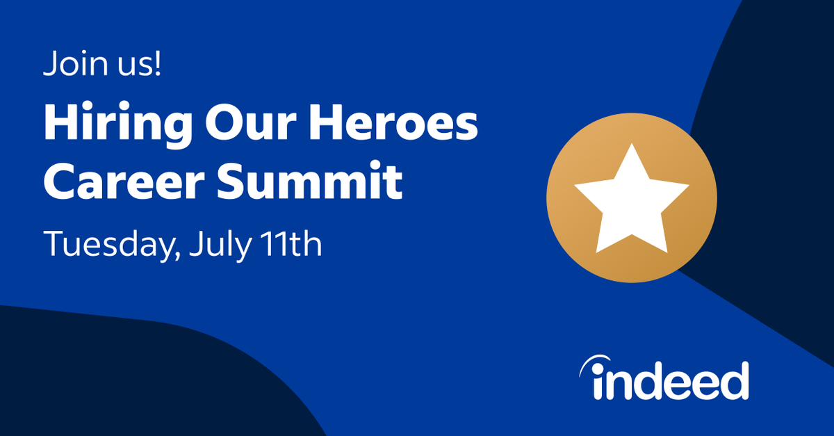Join us at the <a href="/hiringourheroes/">Hiring Our Heroes</a> Career Summit at Joint Base McGuire-Dix-Lakehurst, NJ, on July 11th. Hear from Indeed’s Maggie Hulce, EVP, General Manager of Job Seeker, and meet our talent attraction team. Register today! indeedhi.re/46BnbqL #HiringOurHeroes #InsideIndeed