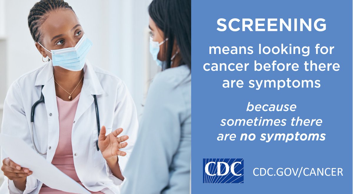 CDC_Cancer's tweet photo. Screening tests can prevent cervical and colorectal cancers by removing precancerous problems (before they turn into cancer). Tests can find other cancers early, when treatment is likely to work best. Are you due for a screening test?  https://t.co/HlQGeWLbkV https://t.co/AmOgcV8bSD