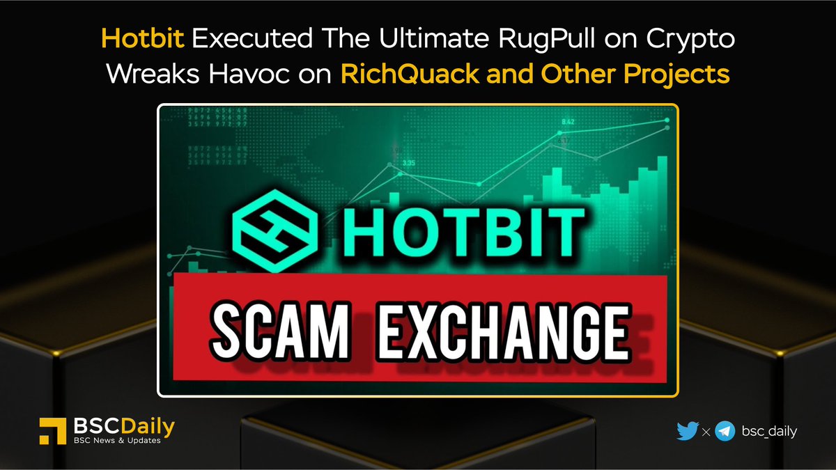🎉 <a href="/Hotbit_news/">HotbitDEX 🍀</a> Executed the Ultimate RugPull on Crypto - Wreaks Havoc on <a href="/RichQuack/">QUACK</a> and Others Projects🚫

Hotbit has sold approximately 256T $QUACK tokens that belong to $QUACK holders on PancakeSwap.

Proof from #QUACK Team
x.com/RichQuack/stat…

#DYOR #BNB