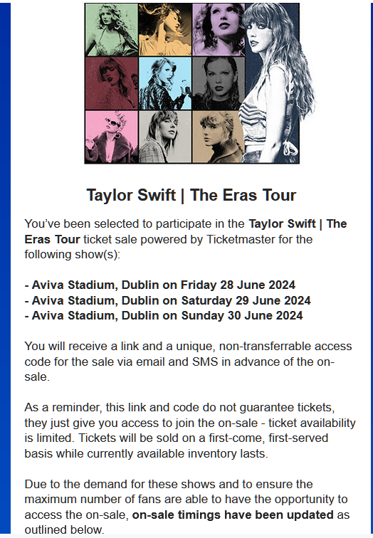 HappyCork's tweet photo. @mcd_productions The day just keeps getting better!
#DublinTSTheErasTour https://t.co/Cmb4A4knrY
