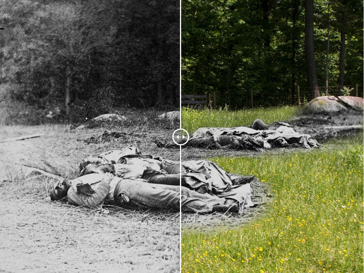 #OnThisDay: July 5, 1863 - The photography team of Alexander Gardner, Timothy O'Sullivan, and James Gibson are thought to have arrived in town to photograph the grim aftermath of the battle. Visit our Then and Now page to view many of these photos. go.nps.gov/Then-Now.