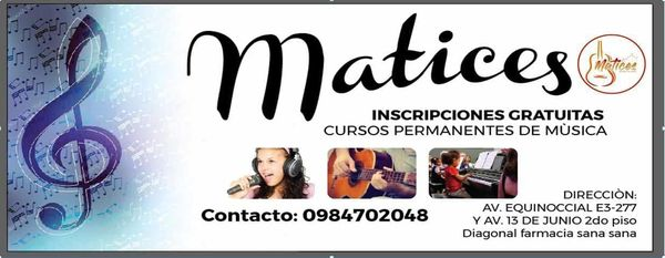 RMitadDelMundo's tweet photo. MATICES CADEMIA DE MÚSICA
Te invita a nuestros cursos vacacionales
Aprende a interpretar.
#guitarra
#piano
#canto
Clases presenciales, didácticas y prácticas.
Estamos ubicados en #SanAntoniodePichincha Calle 13 de Junio y Av. Equinoccial. Diagonal a farmacia Sana Sana. https://t.co/Y0Rx9mFSCC