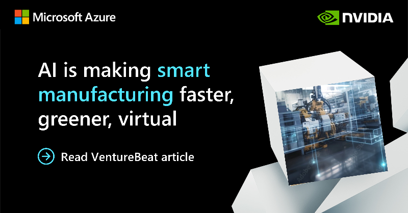 NVIDIAworkstatn's tweet photo. AI makes smart manufacturing faster, greener—and more real.
From product design to engineering, learn how manufacturers worldwide can use #AI and @NVIDIAOmniverse to bridge the physical and virtual worlds.
#MakeAIYourReality #AzureHPCAI #NVIDIAonAzure