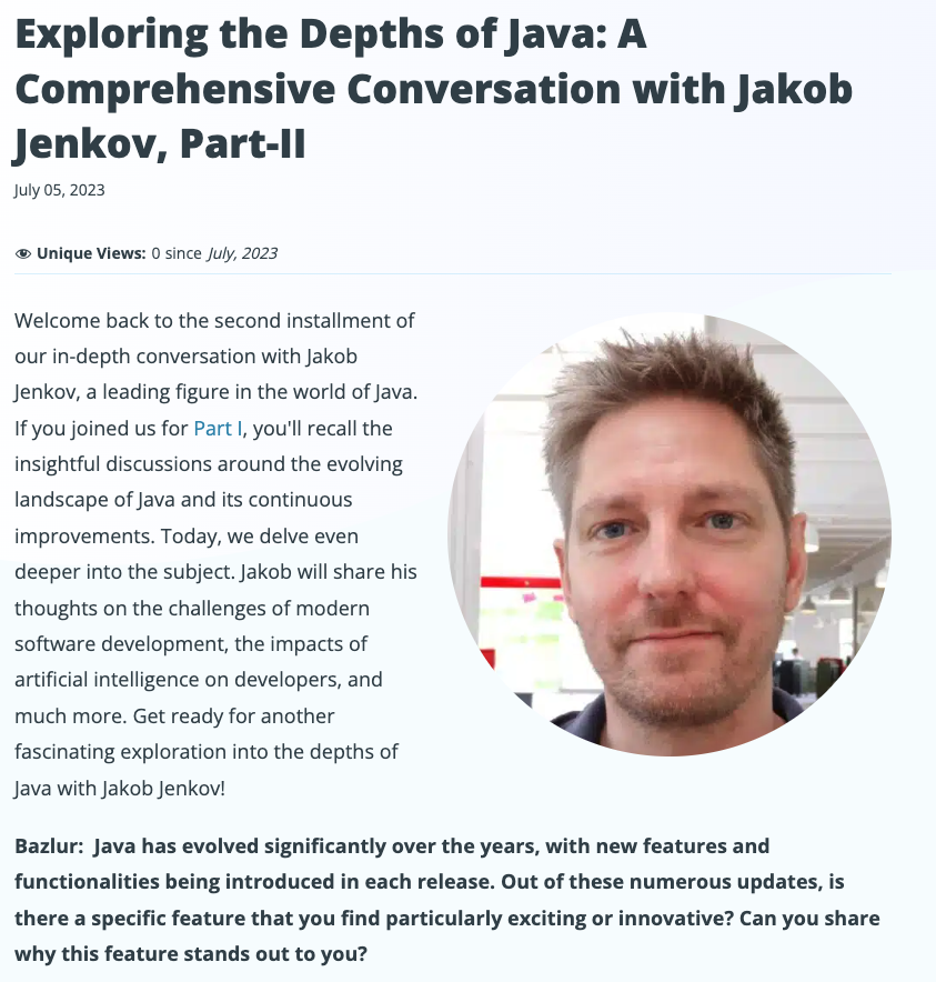 foojayio's tweet image. 🔎Welcome to Part Two of our enlightening chat with #Java guru and AWS solutions architect @jjenkov. Explore his unique perspective on Java's latest features, overcoming the industry's challenges with @bazlur_rahman. #codinginsights
foojay.io/today/explorin…