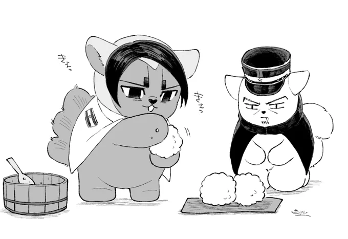 部下を労うクズリ 