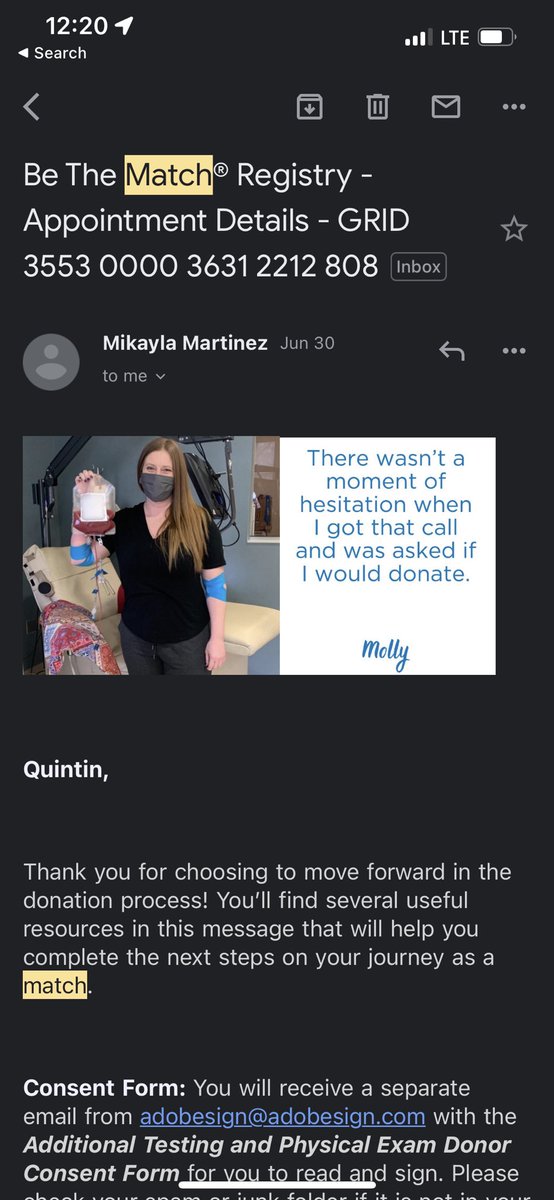 I got some great news that recently I have been matched as a potential donor. I will undergo (step 1) my blood test Friday to see if I am the best potential match to save a life. @BeTheMatch <a href="/CurryFootball/">CurryFootball</a>