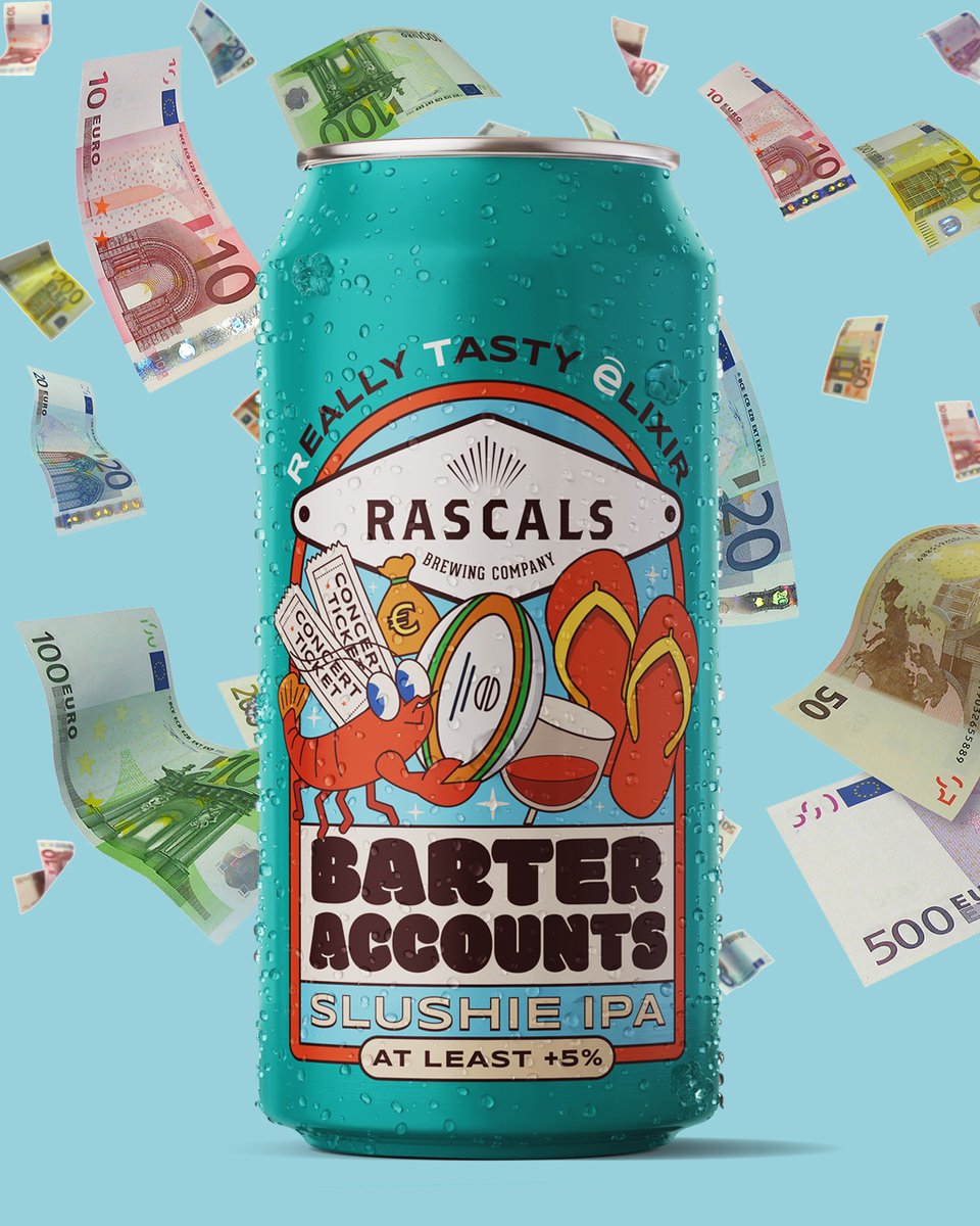 🍺 Barter Accounts Slushie IPA 💸

Our new beer brewed with Montrose hops and a secret blend of other things which we're trying to keep secret. 

Price: really don't know, to be honest, can't remember. 

Free rugby tickets with every 10000 cans bought.

#RTEgate #barteraccount