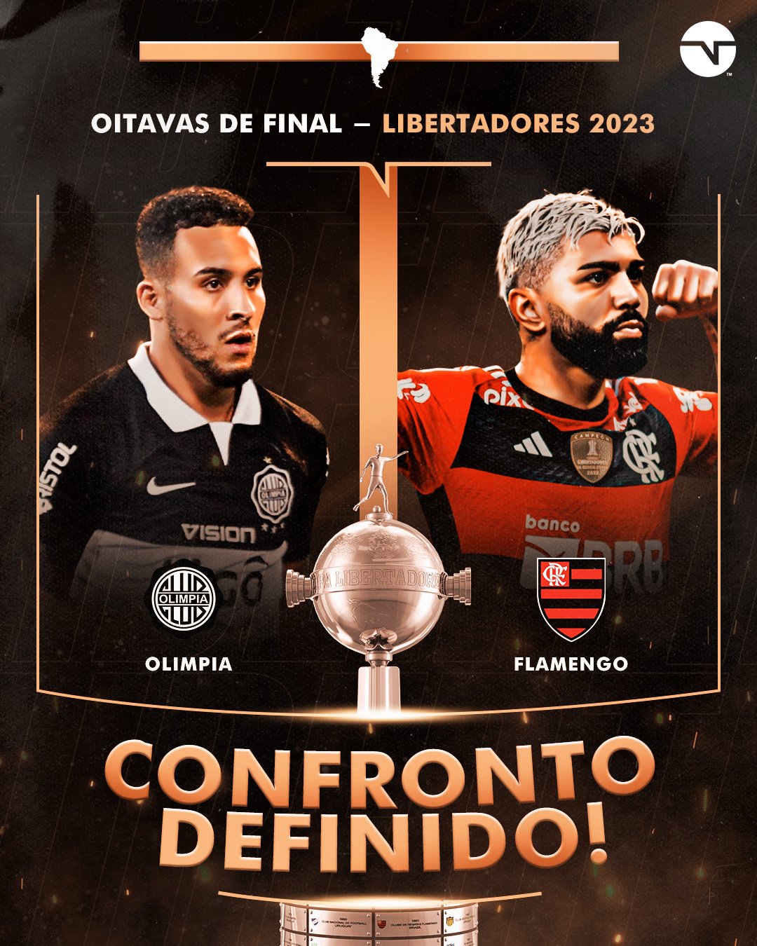 Flamengo on X: Confronto definido! O Mengão enfrentará o Olimpia (PAR) nas  quartas de final da Conmebol Libertadores. Vamos com tudo! 💪❤️🖤 #CRF  #VamosFlamengo  / X