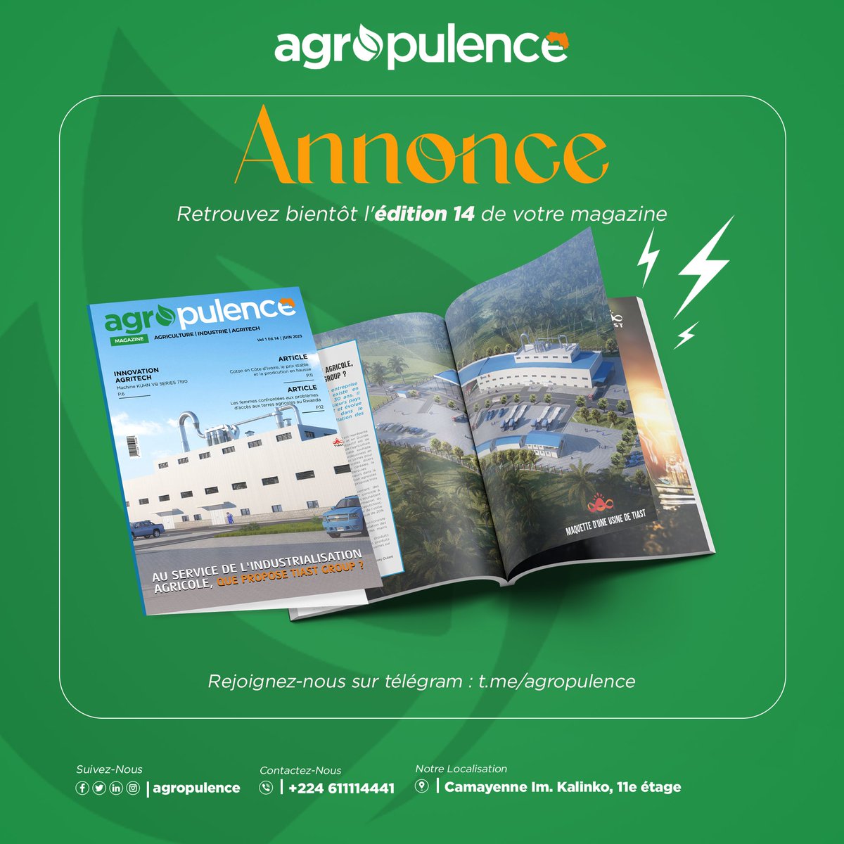 agropulence's tweet photo. #𝟭𝟰 𝗕𝗜𝗘𝗡𝗧𝗢𝗧 𝗗𝗜𝗦𝗣𝗢𝗡𝗜𝗕𝗟𝗘

Retrouvez bientôt l'édition 14 de votre magazine. A télécharger gratuitement sur : https://t.co/2R6NMU3Z3W

#agropulence #AgriNews #magazine https://t.co/X2CotnFBE5