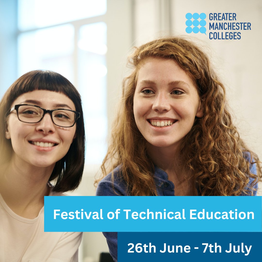 We're delighted to participate in #GreaterManchester's first Festival of Technical Education!  

1000s of students will join us for open events, taster & new student days to see the benefits & opportunities a Technical Education brings

#FestivalofTechEd #GMTechnicalEducation
