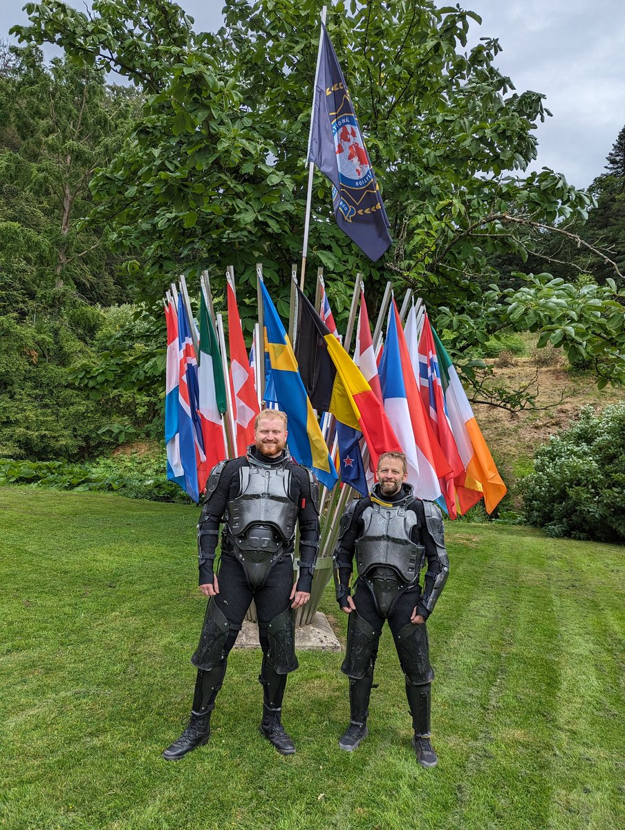DTG_IPA's tweet photo. Today I got to have a go inside a @chirongt X1 suit. Got beaten up a 'few' times, amazing the amount of force that thing can tank. https://t.co/D9FcdzsJIF