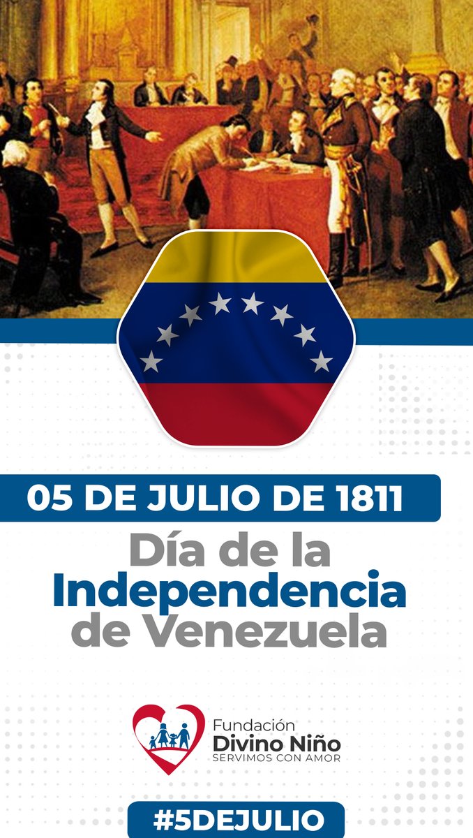 El 5 de julio de 1811 se firmó la Declaración de Independencia de Venezuela fundándose una nueva nación basada en igualdad y libertad.  

¡Feliz día de la Independencia!

#5DeJulio