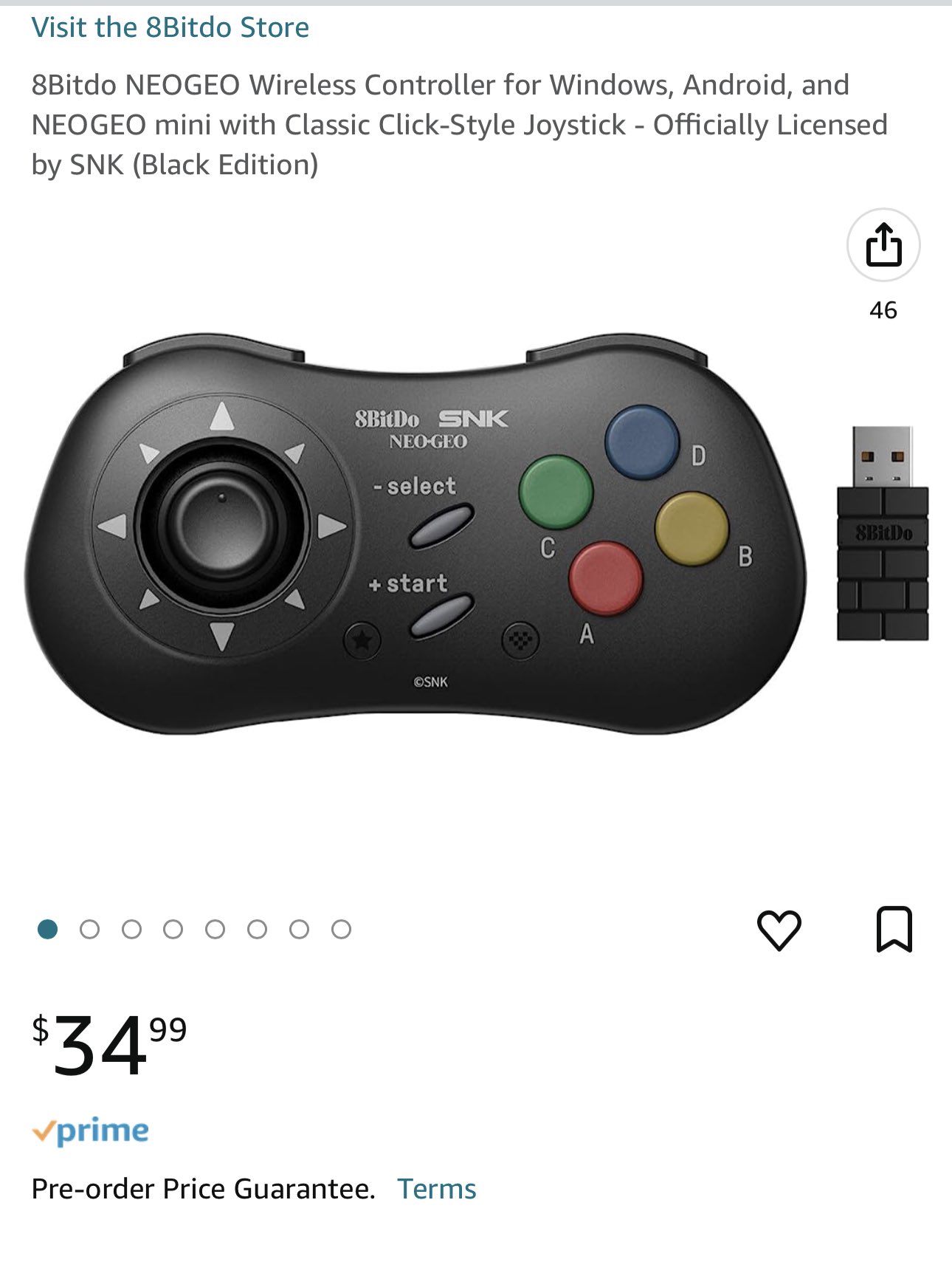 8Bitdo NEOGEO Wireless Controller for Windows, Android, and NEOGEO mini  with Classic Click-Style Joystick - Officially Licensed by SNK (Black  Edition)