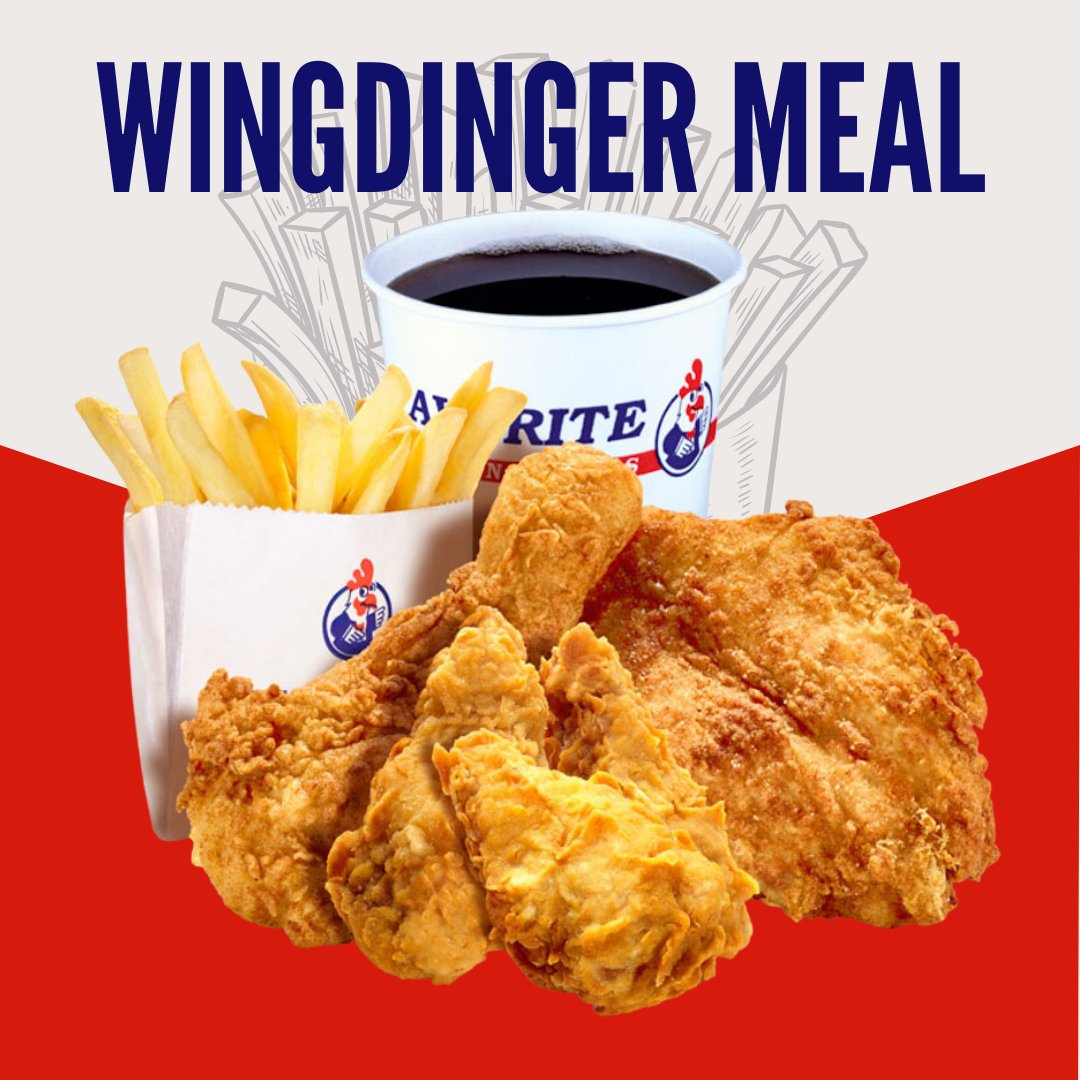 Looking for inspiration for dinner?
3 Favorite Wings plus your choice of 1 or 2 Traditional Chicken pieces coated &amp; cooked the Favorite way. This meal includes regular fries &amp; a choice of can drink or regular tub side. Choose Spicy Crunchy or Spicy BBQ Wings.