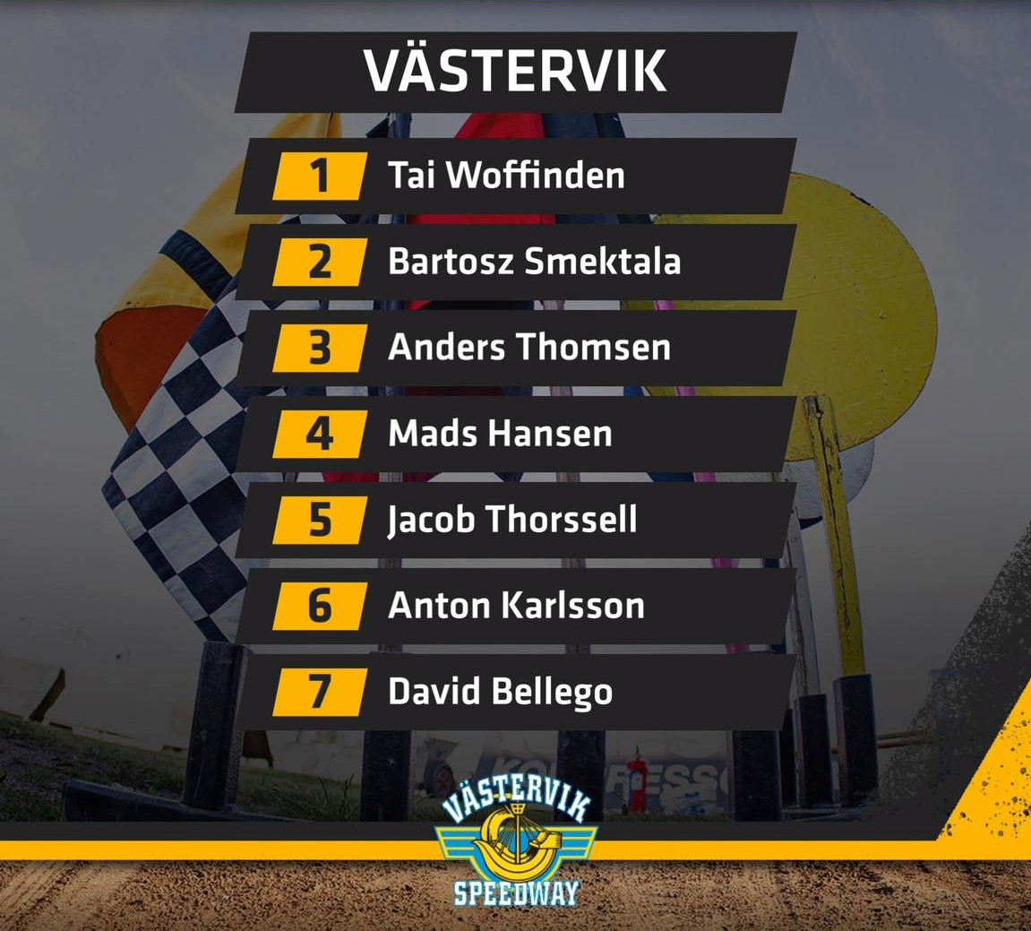 atraby's tweet photo. 🇸🇪 RD10: Kumla Indianerna vs Västervik🏁
After last week's Swedish Final and last night's rain-off  Swedish Elite Speedway returns to @ViaplaySportsUK. Västervik won 56-34 over Kumla yesterday, the only change to the line-ups sees Bellego in at reserve for Väs.  4 GP men on show! https://t.co/TwRo785fZ3