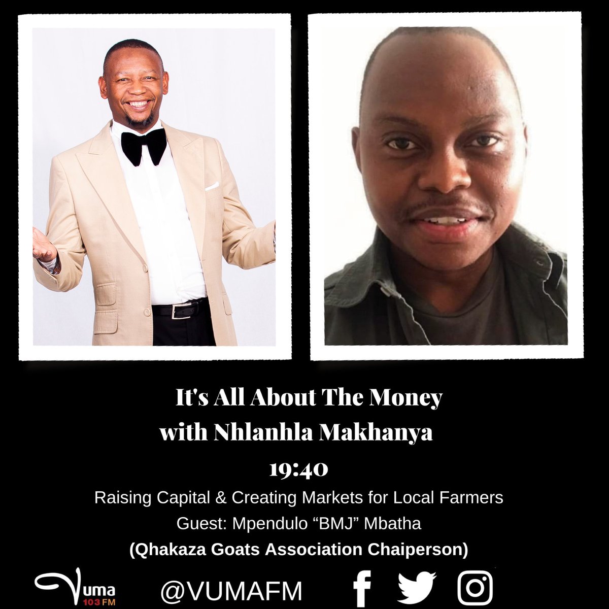 VumaFM's tweet photo. #ItsAllAboutTheMoney with @NhlanhlaMak
Produced by @Zowakha
From 19:00-20h00
Subject: #DailyHeadliners #DailyCoach & Raising Capital/Markets
ON AIR:
- We will be joined by @likhanyiletm @speaklikeapro KZN and @MpenduloMbatha
Studio:0861010300
VN: 0659337172 https://t.co/jfn4QKi58Q