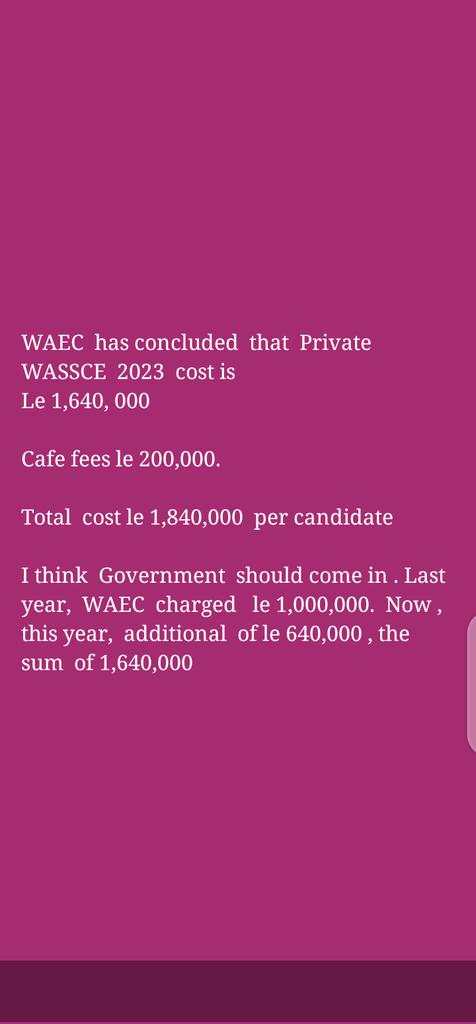 Please Minister of Education can you say something about this. No one explain to us about the way the price moves from le 1,000,000 to le1,640,000. We know you are a good guy Pa David. We hope u can help us solve it, as the way your name is raising higher in SIERRA LEONE. https://t.co/nK6810zOgl
