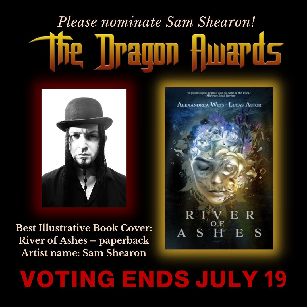 VesuvianMedia's tweet photo. Nominate @Sam_Shearon by July 19th!

Best Illustrative Book Cover:
RIVER OF ASHES – paperback
Artist name: Sam Shearon

ALSO CONSIDER: 

Best horror novel:
RIVER OF ASHES by @alexandreaweis &amp; Lucas Astor

Best SF Novel:
DARK DWELLER by @DrGWorthington

https://t.co/nNQeZNn24z https://t.co/rRz2B1IKGv