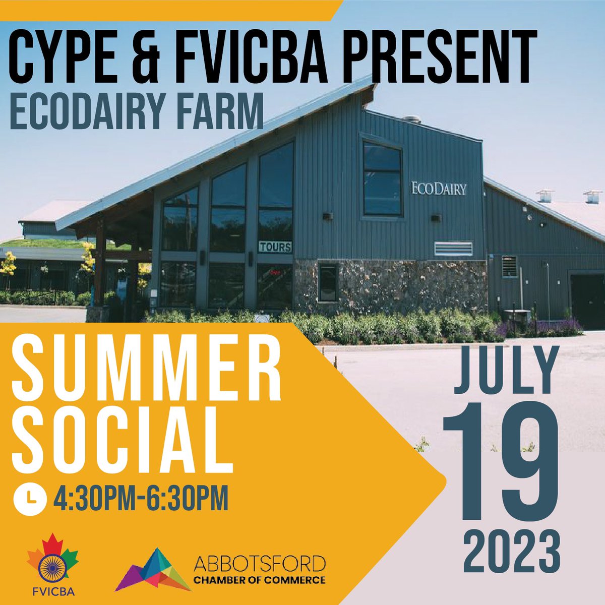 Join us for the annual Summer Social event on July 19 in collaboration with the <a href="/ACOC/">Abbotsford Chamber</a> CYPE at EcoDairy Farm!

Tickets- business.abbotsfordchamber.com/events/details…
