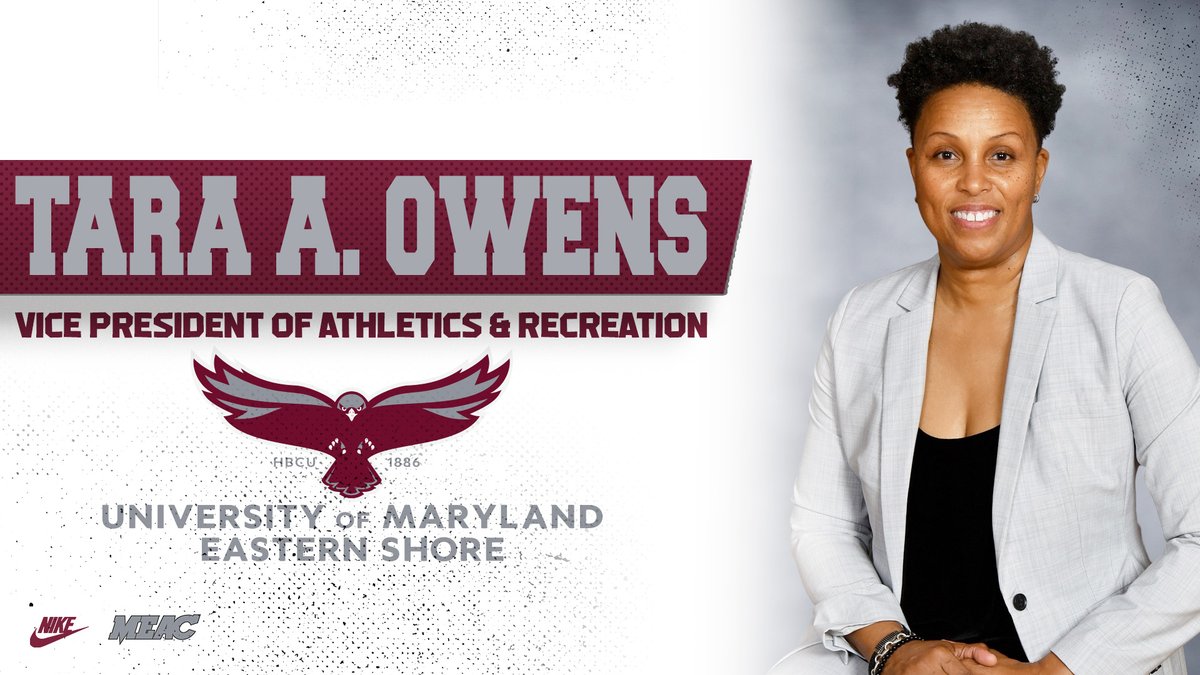 UMESHawkSports's tweet photo. Tara A. Owens has been elevated to serve as the University of Maryland Eastern Shore's Vice President of Athletics &amp; Recreation. Owens previously served as the UMES Director of Athletes.

Read more on - https://t.co/H1AZl1YYvm

#HawkPride #SoarAboveandBeyond #NCAA #HBCU #MEAC https://t.co/0BoCnAaCGT