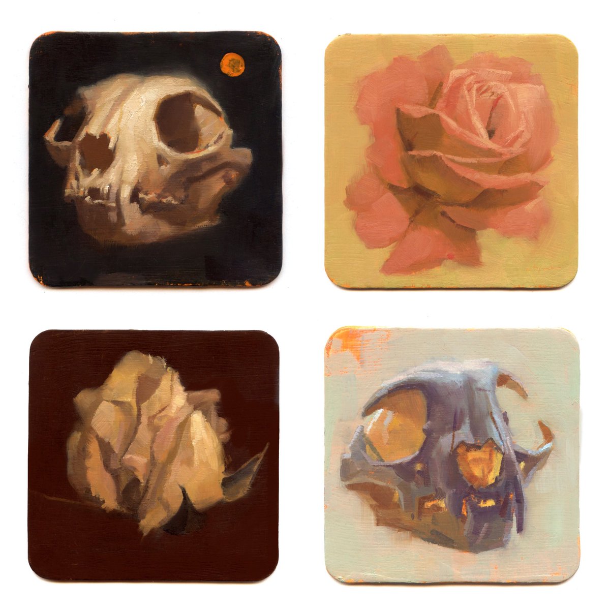 zoldenkamp's tweet photo. A few small coaster paintings recently sent up to Nucleus Portland. https://t.co/ZflLOKxVey