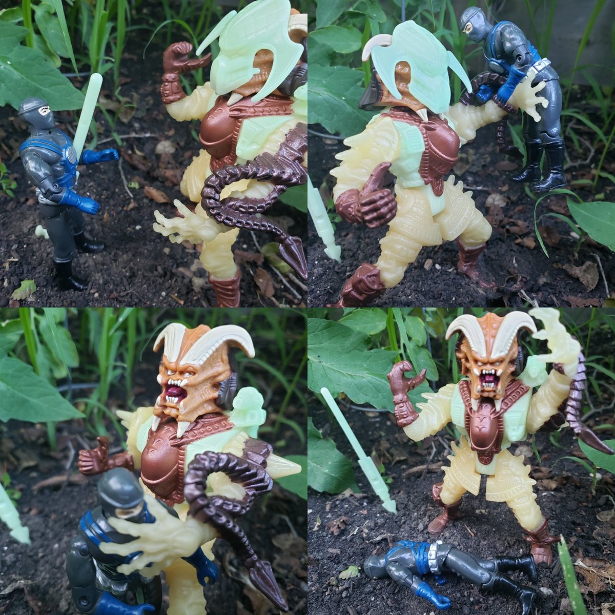 cracktasticpod's tweet photo. The hunt never ends! @OzstradamusToyz #thepfpn #cracktasticplastic #prednesday #kenner #kennerpredator #stalkerpredator #glowinthedark #gijoe #laserviper #cobra #predator #preddy #toyphotography #naturephotography #actionfigurephotography https://t.co/yANmdmtq2Y