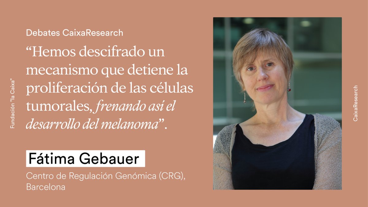 CaixaResearch (@caixaresearch) on Twitter photo En <a href="/CRGenomica/">Centre for Genomic Regulation (CRG)</a>, Fátima Gebauer (<a href="/GebauerLab/">Gebauer Lab</a>) busca
🎯 nuevas dianas terapéuticas contra el melanoma
🚫 y mecanismos para frenar la diseminación del tumor.
Ya puedes leer lo más destacado del #DebatesCaixaResearch en nuestro blog. 👇
🔗 bit.ly/3INoGb9 En <a href="/CRGenomica/">Centre for Genomic Regulation (CRG)</a>, Fátima Gebauer (<a href="/GebauerLab/">Gebauer Lab</a>) busca
🎯 nuevas dianas terapéuticas contra el melanoma
🚫 y mecanismos para frenar la diseminación del tumor.
Ya puedes leer lo más destacado del #DebatesCaixaResearch en nuestro blog. 👇
🔗 bit.ly/3INoGb9