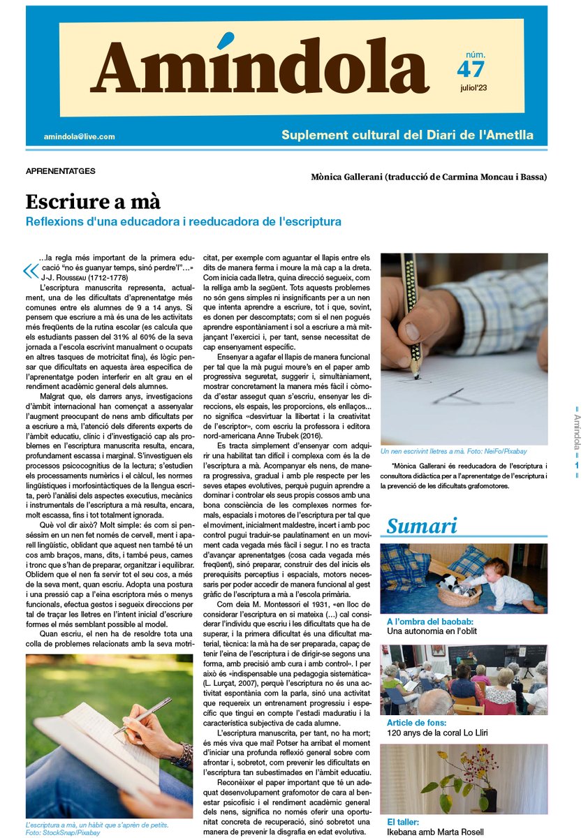 🗞 Aquest mes el Diari de l'Ametlla inclou el suplement Cultural Amíndola amb, entre d'altres, un article de fons amb motiu del 120è aniversari de la coral Lo Lliri.

Consulta-la aquí: ametlla.cat/media/reposito…

#AmetlladelVallès