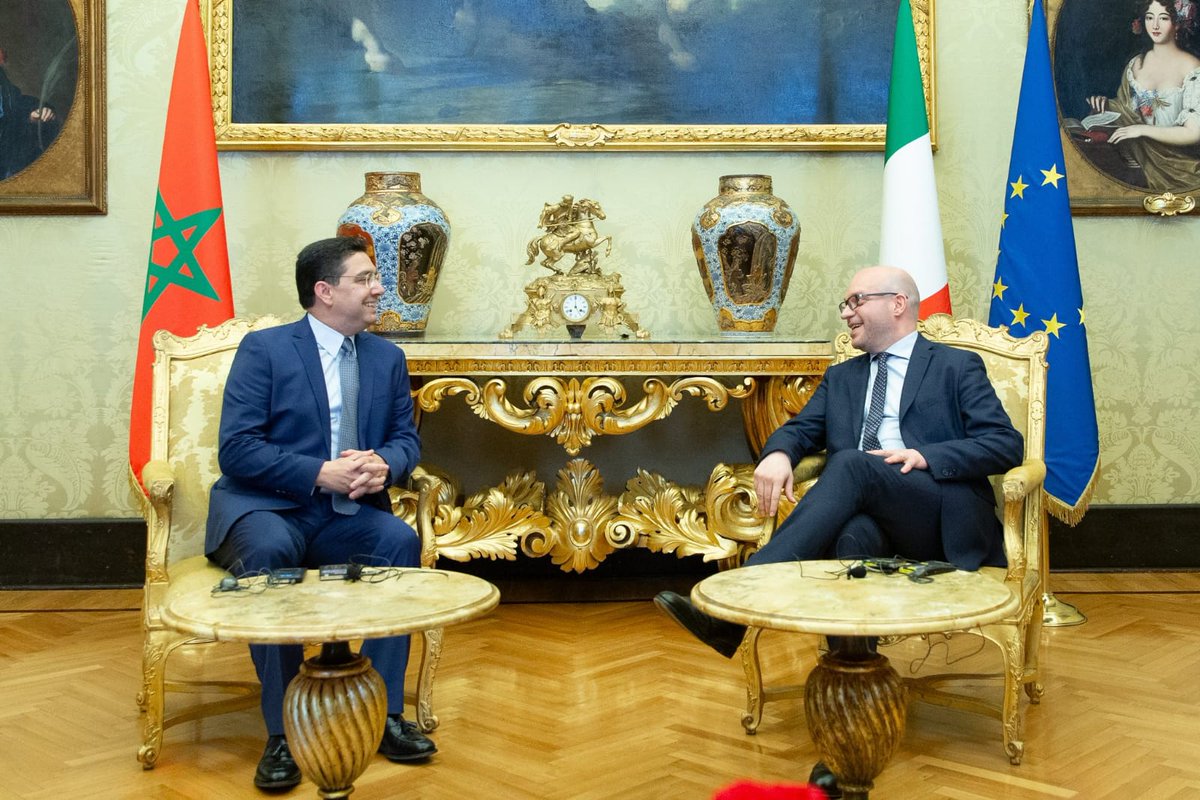 Moroccan Diplomacy 🇲🇦 (@marocdiplo_en) on Twitter photo MFA Nasser Bourita held talks, today in Rome, with the President of the Italian Chamber of Deputies, Mr. Lorenzo Fontana.
<a href="/Fontana3Lorenzo/">Lorenzo Fontana</a>
<a href="/Amb_Marocco/">Marocco in Italia</a> MFA Nasser Bourita held talks, today in Rome, with the President of the Italian Chamber of Deputies, Mr. Lorenzo Fontana.
<a href="/Fontana3Lorenzo/">Lorenzo Fontana</a>
<a href="/Amb_Marocco/">Marocco in Italia</a>