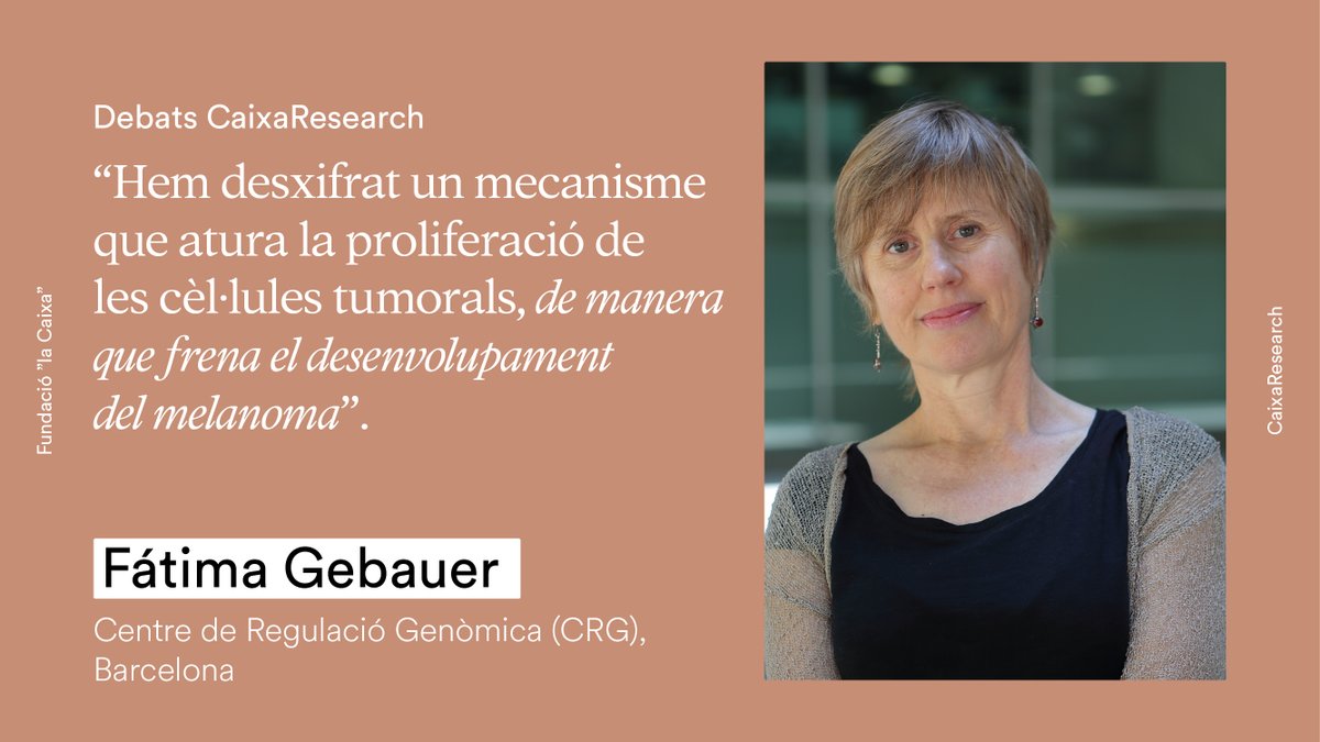 CaixaResearch (@caixaresearchca) on Twitter photo A <a href="/CRGenomica/">Centre for Genomic Regulation (CRG)</a>, Fátima Gebauer (<a href="/GebauerLab/">Gebauer Lab</a>) busca
🎯 noves dianes terapèutiques contra el melanoma
🚫 i mecanismes per a frenar la disseminació del tumor.
Ja pots llegir el més destacat del #DebatsCaixaResearch en el nostre blog. 👇
🔗 bit.ly/3PJukPX A <a href="/CRGenomica/">Centre for Genomic Regulation (CRG)</a>, Fátima Gebauer (<a href="/GebauerLab/">Gebauer Lab</a>) busca
🎯 noves dianes terapèutiques contra el melanoma
🚫 i mecanismes per a frenar la disseminació del tumor.
Ja pots llegir el més destacat del #DebatsCaixaResearch en el nostre blog. 👇
🔗 bit.ly/3PJukPX