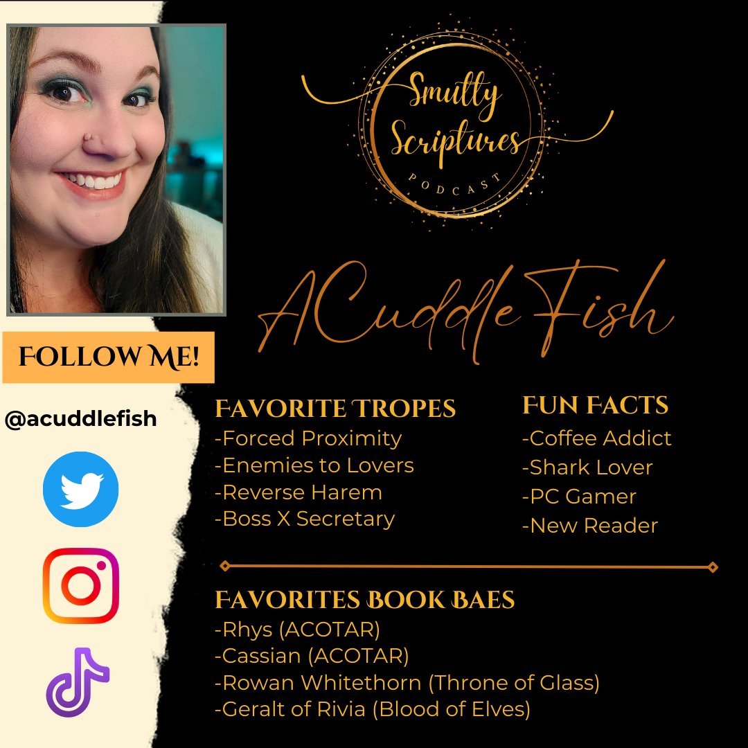 Meet @ACuddleFish_  the last member of our little podcast cult. Give her some love and support over on her account ♡

#romancepodcast #meettheteam #bookish #bookclub #bookishfriends