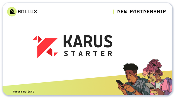 🤝 Welcome new partner <a href="/KarusStarter/">Karus Starter</a> to #Rollux!
  
🔹 Community-powered launchpad 
🔹 Decentralized IDO selection 
🔹 Collaborative ecosystem  

Rollux users:
✅ IDO access (live now) 
🔜 Exclusive staking pool w/ boosted APY 
🚀 Priority for projects on Rollux