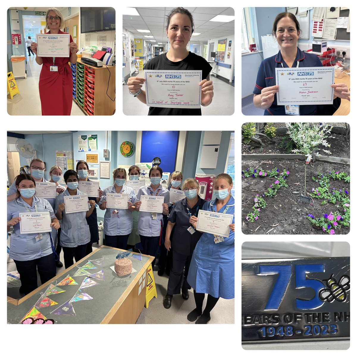 The Starlight Unit @ Wythenshawe (@starlight_rmch) on Twitter photo <a href="/Starlight_RMCH/">The Starlight Unit @ Wythenshawe</a> celebrated 75years of the NHS with certificates, cake pin badges and a little bit of gardening #NHS75 #rmch <a href="/Starlight_RMCH/">The Starlight Unit @ Wythenshawe</a> celebrated 75years of the NHS with certificates, cake pin badges and a little bit of gardening #NHS75 #rmch