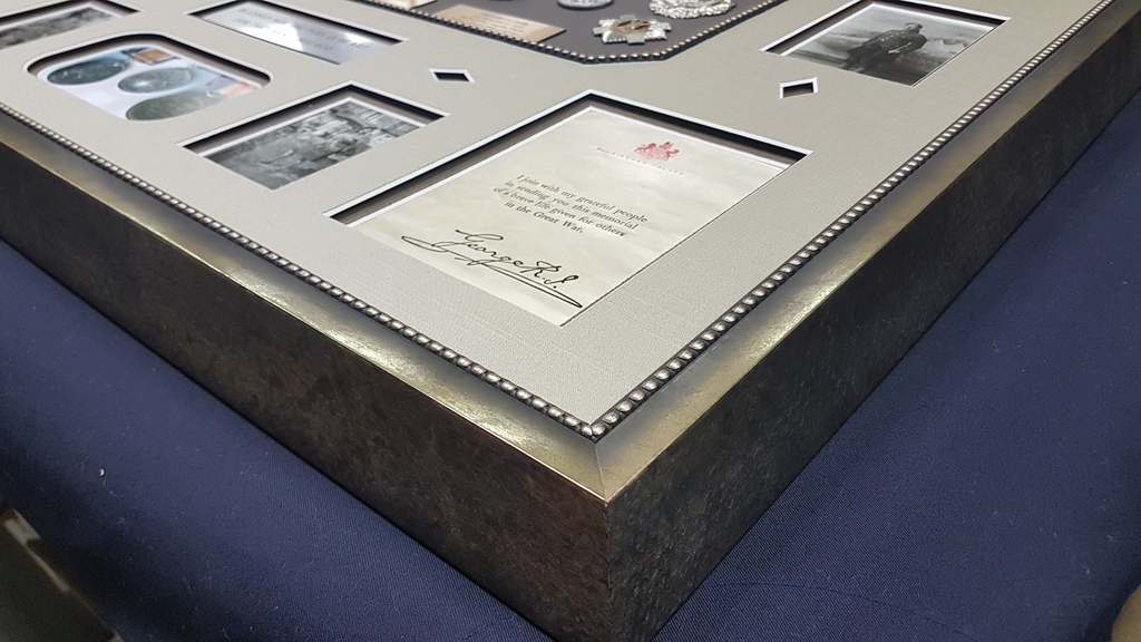 FramingNook's tweet image. Fillets and matboard spacers take it to the next level! #MemorabiliaFrames #Remember #ShadowboxFrames  #CustomFraming #CustomFrames #RedDeer