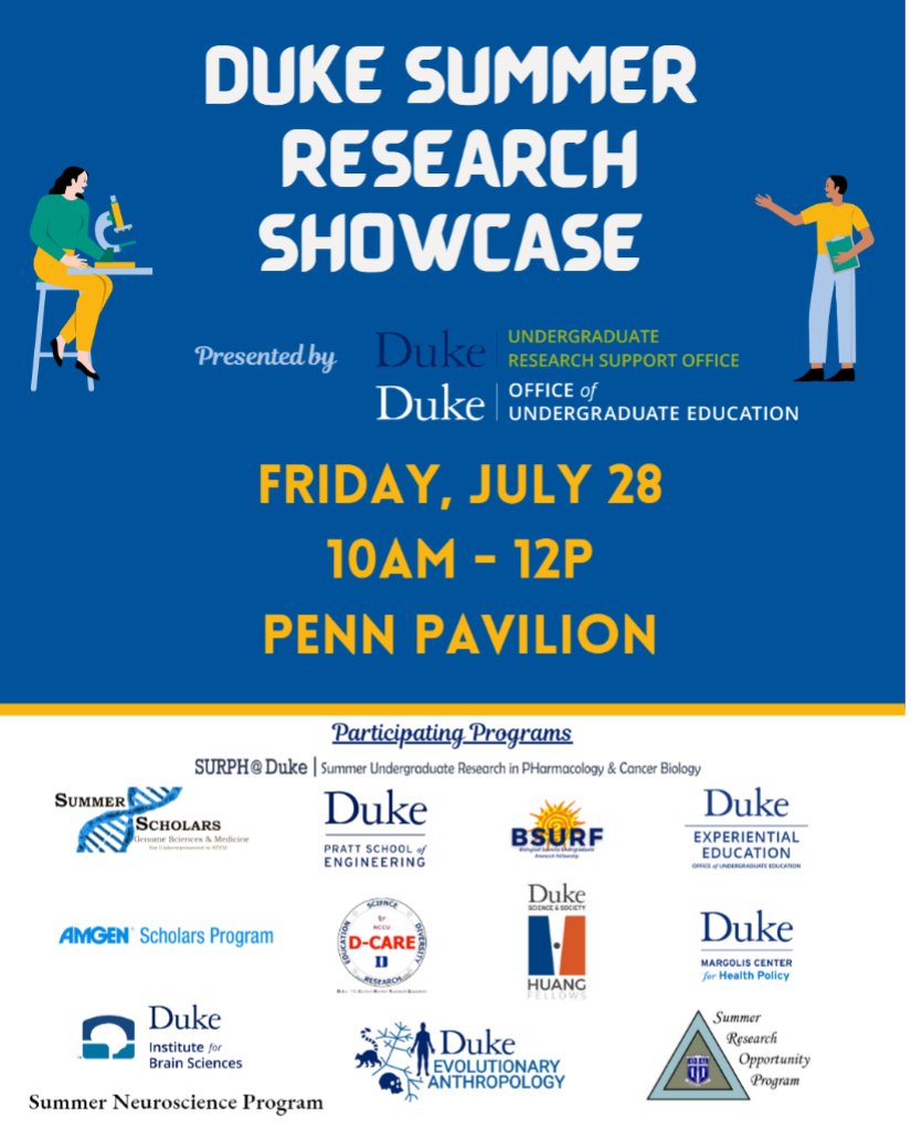 Join Ev Anth students Kirra Oliver and Sheila Mungai at the Duke Summer Research Showcase to learn about their work on fossil primate functional anatomy and comparative primate cognition. July 28 at 10 a.m. in Penn Pavilion