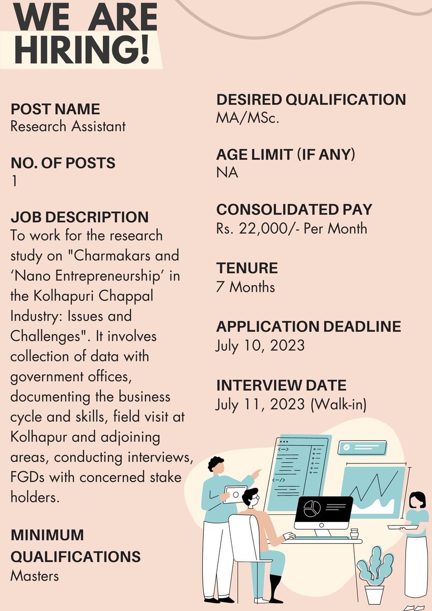 gipe_official's tweet photo. Apply now! 

Gokhale Institute of Politics and Economics is hiring a Research Assistant. Be a part of a Research Study on ‘Nano Entrepreneurship’ in the Kolhapuri Chappal Industry: Issues and Challenges.

Apply here:
https://t.co/cjlqINRvoN

#hiring https://t.co/9uCktE6t8I