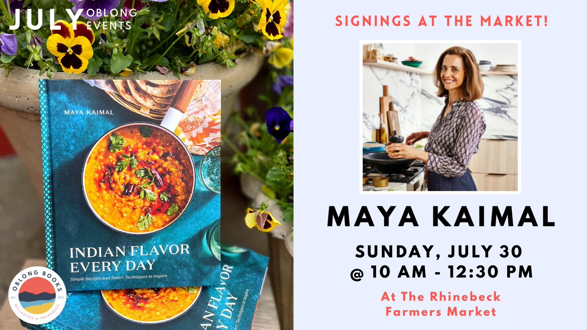 Next Week! Sunday, July 30: Join us at <a href="/rhinebeckmkt/">RhinebeckFarmersMkt</a> to meet Maya Kaimal, author of INDIAN FLAVOR EVERY DAY! Maya will sign copies of her book from 10:30am to 12pm.

Find out more: bit.ly/43YthA7

<a href="/MayaKaimalFoods/">Maya Kaimal Foods</a> @crown