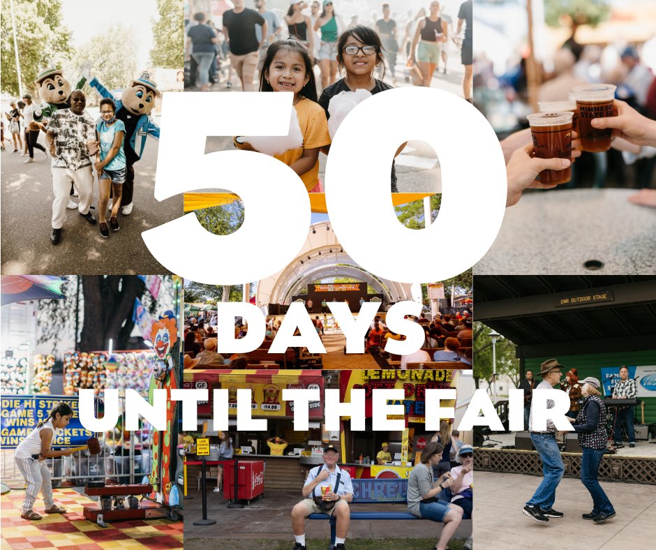 mnstatefair's tweet photo. Only 50 days until the Minnesota State Fair begins! 🤩 https://t.co/77yy5pcl6a
